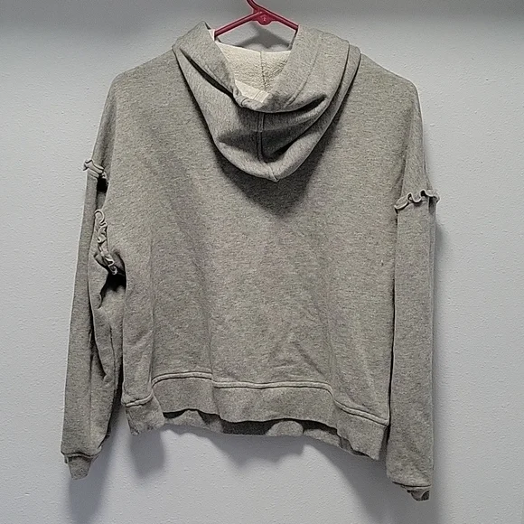Cynthia Rowley Gray Ruffled Hoodie Sweatshirt - Picture 3 of 3